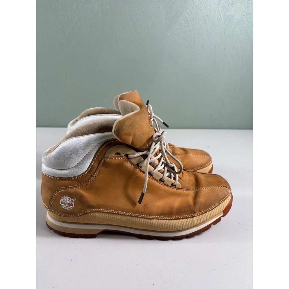 Timberland Euro Hiker Boots‎ Mens Size 10.5M Tan Leather Active Comfort Tech